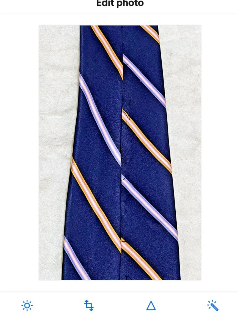 Dolcepunta Men's Silk Tie Navy Repp Stripe Thick Plush Handmade 3.5